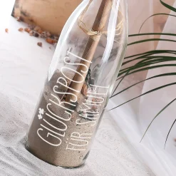 Flaschenpost mit Glückspost Motiv und Personalisierung
