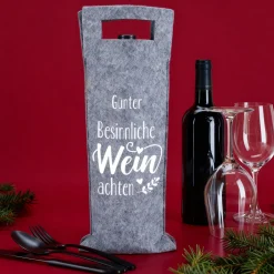 Flaschentasche aus Filz personalisiert mit Name - Besinnliche WEINachten | Weintasche zu Weihnachten