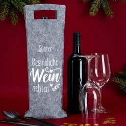 Flaschentasche aus Filz personalisiert mit Name - Besinnliche WEINachten | Weintasche zu Weihnachten