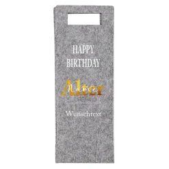 Flaschentasche aus Filz zum Geburtstag mit Name, Alter und Wunschtext