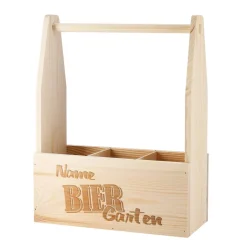 Flaschenträger als DIY Biergarten mit persönlicher Gravur