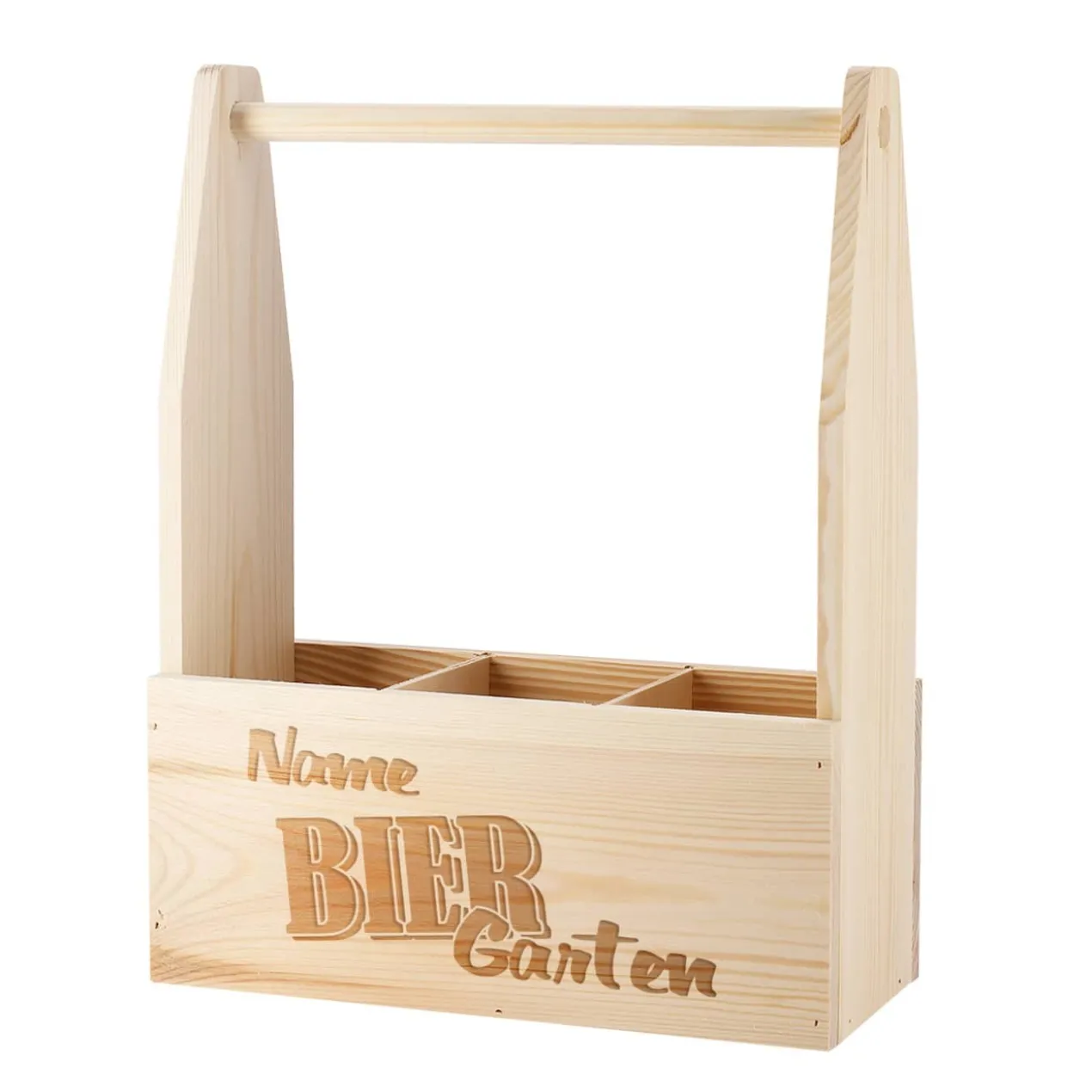 Flaschenträger als DIY Biergarten mit persönlicher Gravur