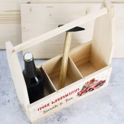 Flaschenträger aus Holz zu Weihnachten mit festlichem Pick-up & Wunschtext