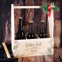 Flaschenträger - Frohes Fest - als Geschenkverpackung zu Weihnachten