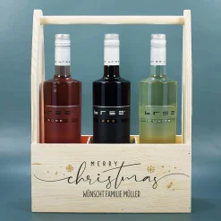 Flaschenträger - Merry Christmas - als Geschenkverpackung zu Weihnachten