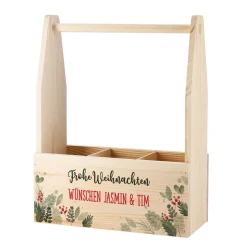 Flaschenträger mit Ihren zwei Texten als Geschenkverpackung zu Weihnachten