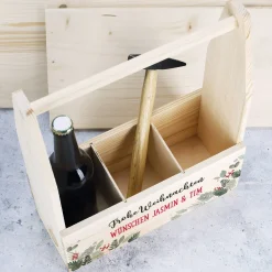 Flaschenträger mit Ihren zwei Texten als Geschenkverpackung zu Weihnachten