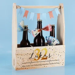 Flaschenträger zum Geburtstag mit persönlichem Aufdruck