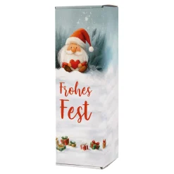 Flaschenverpackung 'Frohes Fest' mit Wichtelmotiv | Geschenkbox für Wein & Weihnachtsgeschenke
