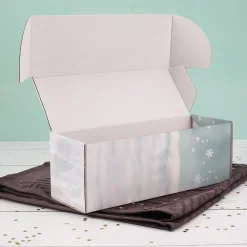 Flaschenverpackung 'Frohes Fest' mit Wichtelmotiv | Geschenkbox für Wein & Weihnachtsgeschenke