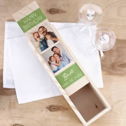 Flaschenverpackung mit Fotomotiv zum Geburtstag