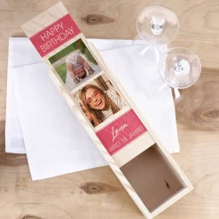 Flaschenverpackung mit Fotomotiv zum Geburtstag