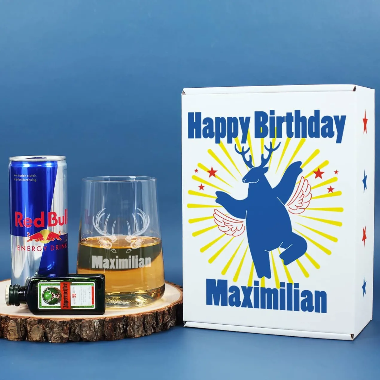Fliegender Hirsch Geschenkset mit Jägermeister und Red Bull