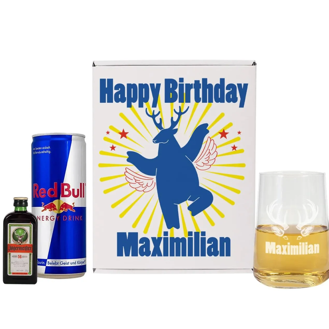 Fliegender Hirsch Geschenkset mit Jägermeister und Red Bull