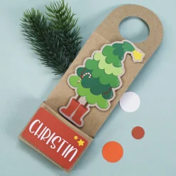 Füllbarer Flaschenanhänger mit Name als Geldgeschenk zu Weihnachten