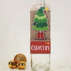 Füllbarer Flaschenanhänger mit Name als Geldgeschenk zu Weihnachten