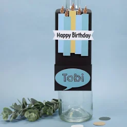 Füllbarer Flaschenanhänger zum Geburtstag als Geldgeschenk