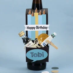 Füllbarer Flaschenanhänger zum Geburtstag als Geldgeschenk