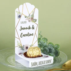 Florale DIY-Faltaufsteller im 4er-Set für kleine Gastgeschenke zur Hochzeit