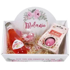 Floraler Geschenkkorb zum Muttertag oder Geburtstag mit verschiedenen Füllungen