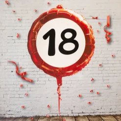 Folienballon Verkehrsschild 18 | Luftballon zum 18. Geburtstag
