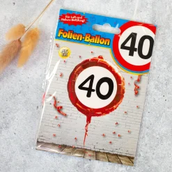 Folienballon Verkehrsschild 40 | Luftballon zum 40. Geburtstag