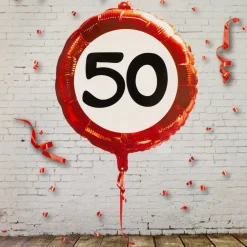 Folienballon Verkehrsschild 50 | Luftballon zum 50. Geburtstag