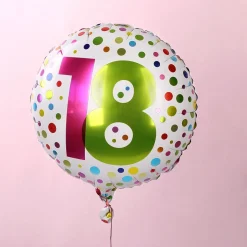 Folienballon zum 18. Geburtstag in weiß mit Punkten