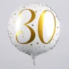Folienballon zum 30. Geburtstag in weiß mit Sternen