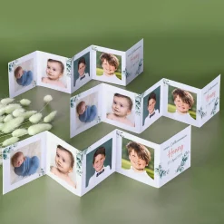 3 Fotoaufsteller mit Eukalyptusmotiv, Name, Datum & Wunschtext