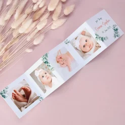 3 Fotoaufsteller mit Eukalyptusmotiv, Name, Datum & Wunschtext