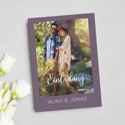 Foto-Einladungskarte zur Hochzeit in verschiedenen Farben auswählbar