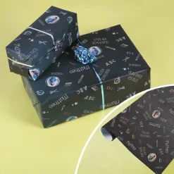 Foto Geschenkpapier zur Einschulung mit Name und Datum