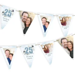 Foto-Girlande - 25 Jahre gemeinsam - zur Silberhochzeit mit Fotos, Namen und Datum