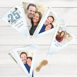 Foto-Girlande - 25 Jahre gemeinsam - zur Silberhochzeit mit Fotos, Namen und Datum