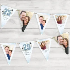 Foto-Girlande - 25 Jahre gemeinsam - zur Silberhochzeit mit Fotos, Namen und Datum