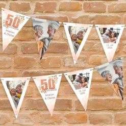 Foto-Girlande - 50 Jahre gemeinsam - zur Goldhochzeit mit Fotos, Namen und Datum