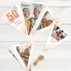Foto-Girlande - 50 Jahre gemeinsam - zur Goldhochzeit mit Fotos, Namen und Datum