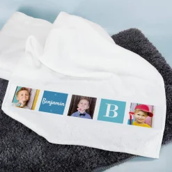 Foto-Handtuch mit Name und Initiale für Jungen