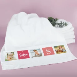 Foto-Handtuch mit Name und Initiale für Mädchen