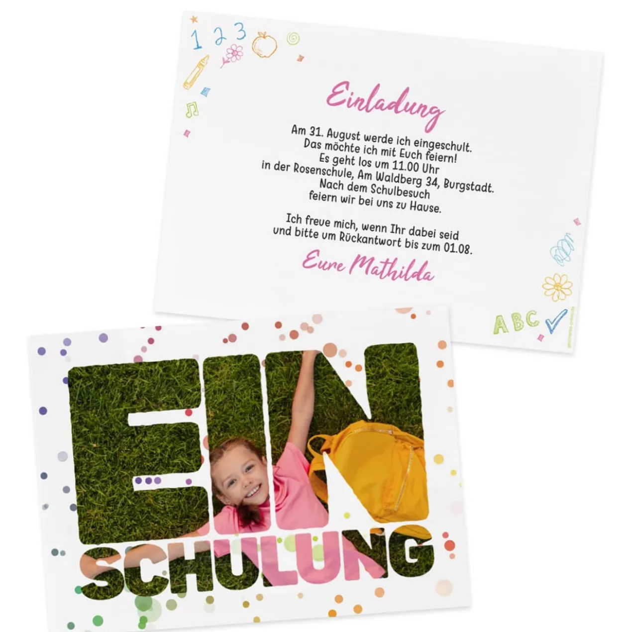 Fotokarte Einladung zur Einschulung