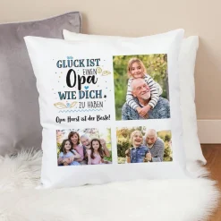 Fotokissen für Opas - Glück ist einen Opa wie dich zu haben - Wunschtext
