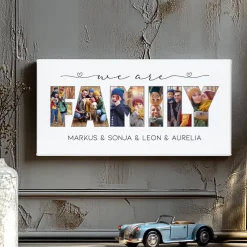 Fotoleinwand - we are family - mit Wunschtext, 40x20 cm