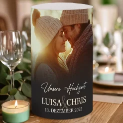 Foto-Lichthülle zur Hochzeit als Tischdekoration