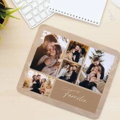 Foto Mousepad mit 5 Fotos und Wunschtext im Vintage Design