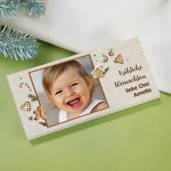 Foto Schokolade zu Weihnachten mit Lebkuchen-Motiv und Ihrem Text