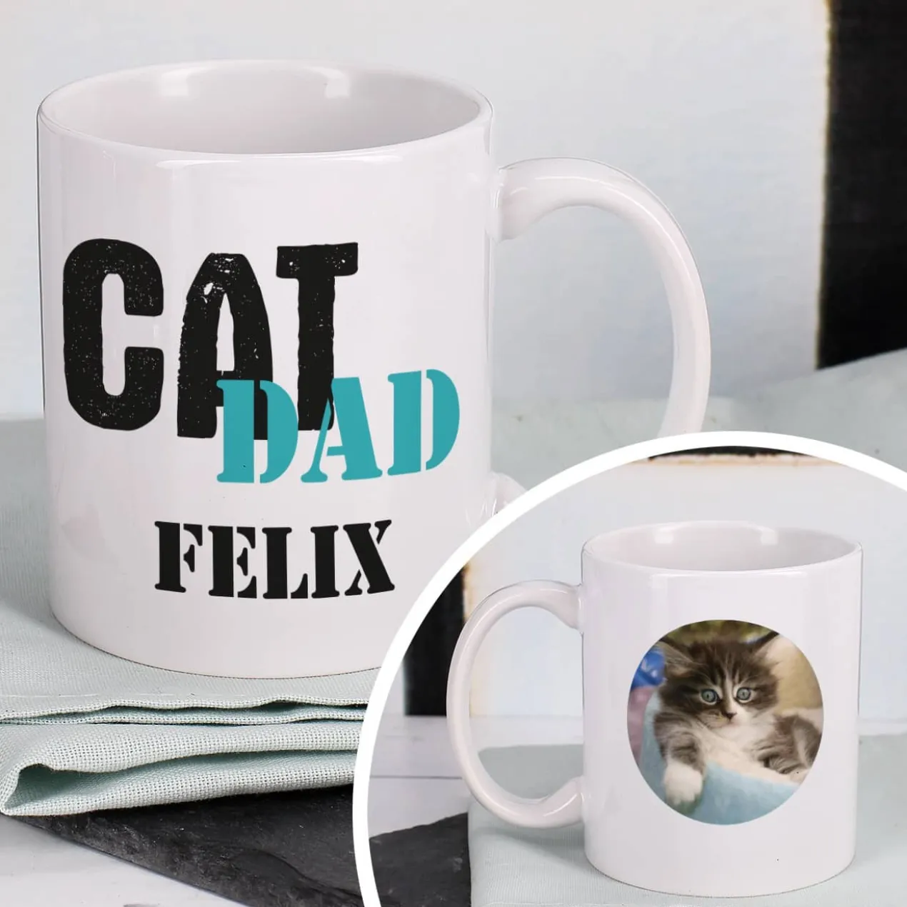 Fototasse Cat Mom | Cat Dad mit Ihrem Wunschnamen