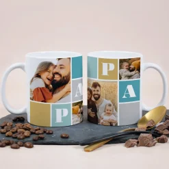 Fototasse für Papas mit 4 Lieblingsfotos bedruckt