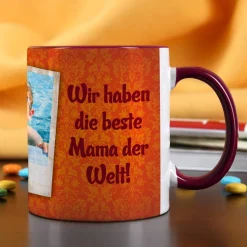 Fototasse mit zwei Bildern und Text