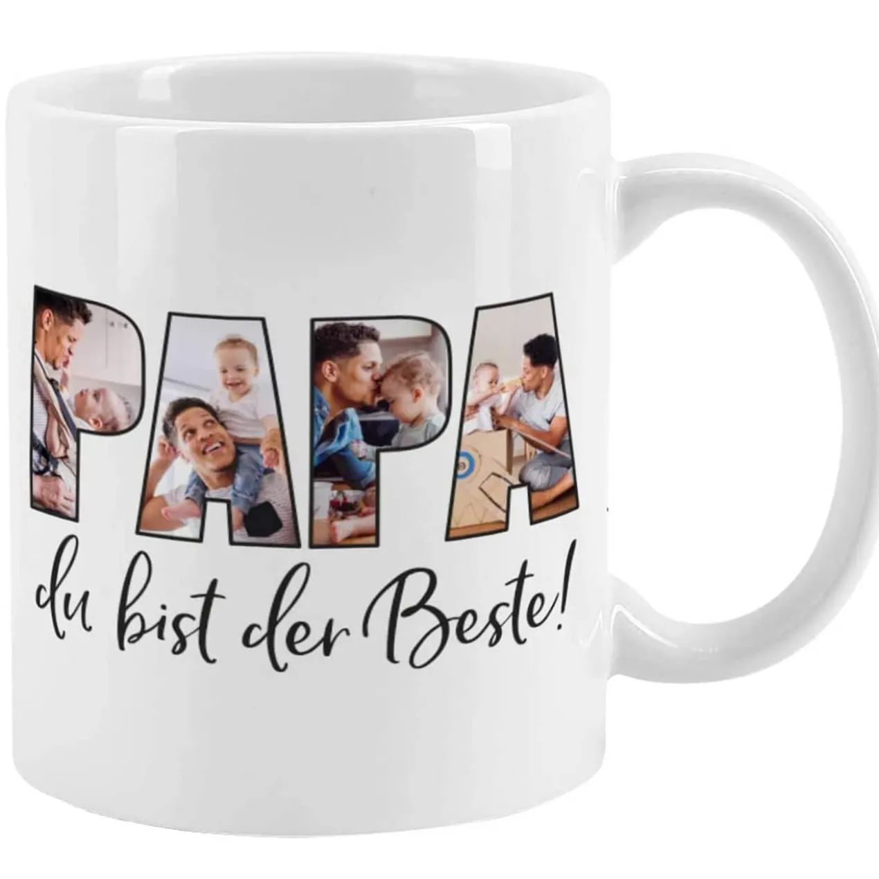 Fototasse - Papa du bist der Beste! - mit 4 Bildern